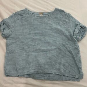 100% Cotton Blue Textured T-Shirt